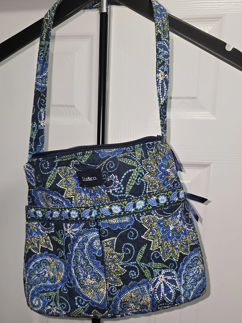 Liz & Co. Blue Paisley Quilted Crossbody Bag